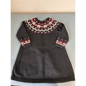 Hanna Andersson  black fair isles knit sweater dress size 3T